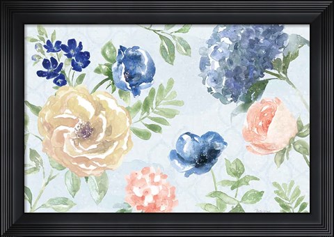 Framed Coastline Botanical I Blue Print