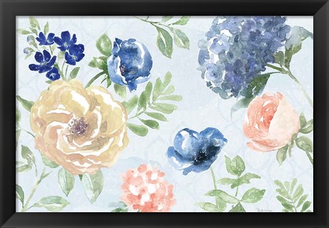 Framed Coastline Botanical I Blue Print