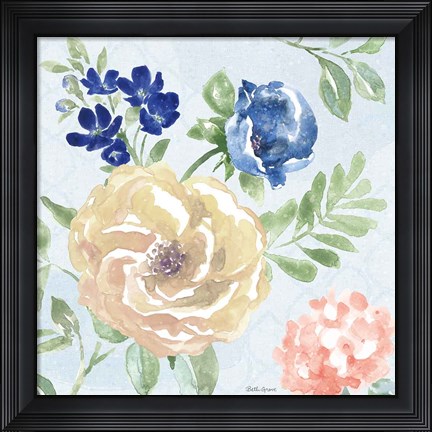 Framed Coastline Botanical II Blue Print