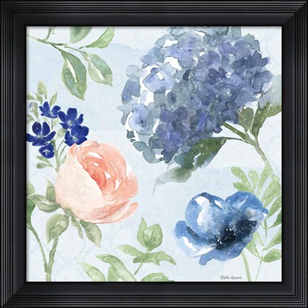 Framed Coastline Botanical III Blue Print