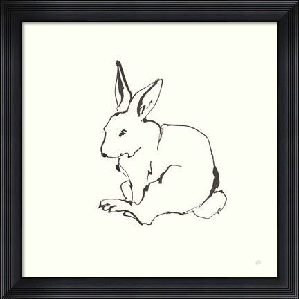 Framed Line Bunny I Print