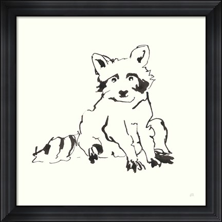 Framed Line Raccoon Print