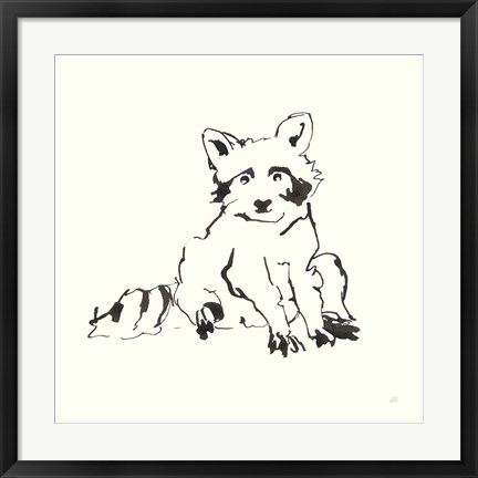 Framed Line Raccoon Print