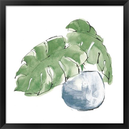 Framed Plant Big Leaf IV Dark Green Print