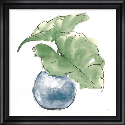 Framed Plant Big Leaf III Dark Green Print