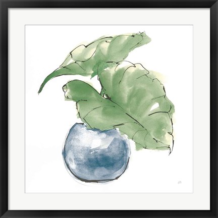 Framed Plant Big Leaf III Dark Green Print