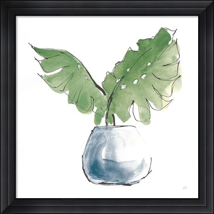 Framed Plant Big Leaf II Dark Green Print