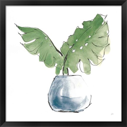 Framed Plant Big Leaf II Dark Green Print