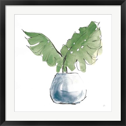 Framed Plant Big Leaf II Dark Green Print