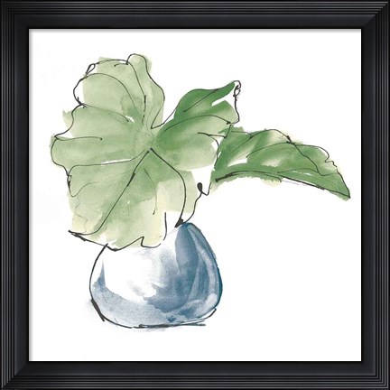 Framed Plant Big Leaf I Dark Green Print