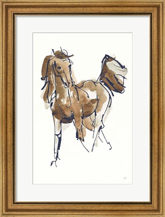 Framed Sketchy Horse VI Navy Print