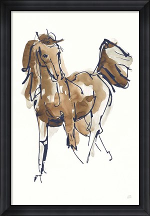 Framed Sketchy Horse VI Navy Print