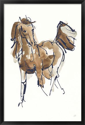 Framed Sketchy Horse VI Navy Print