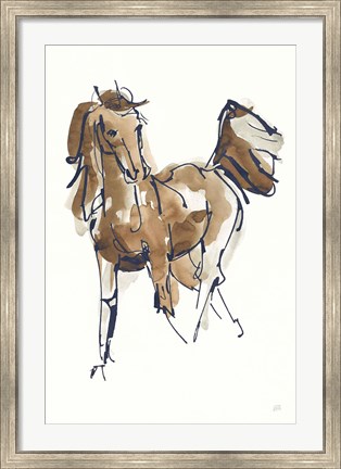 Framed Sketchy Horse VI Navy Print