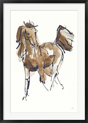 Framed Sketchy Horse VI Navy Print