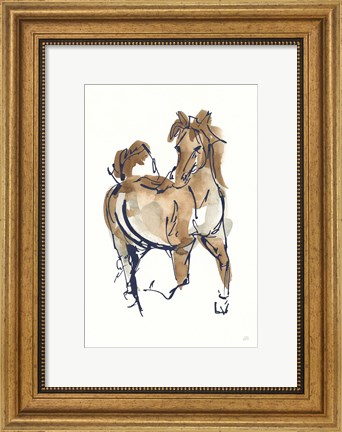 Framed Sketchy Horse V Navy Print