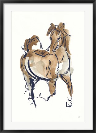 Framed Sketchy Horse V Navy Print