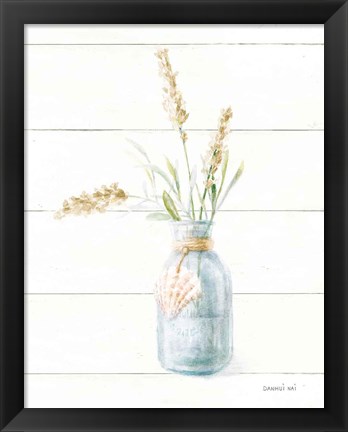 Framed Beach Flowers III Neutral Print