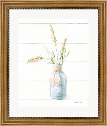 Framed Beach Flowers III Neutral Print