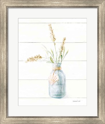 Framed Beach Flowers III Neutral Print