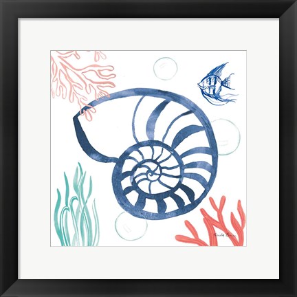 Framed Coastal Jewels I Coral Cove Print