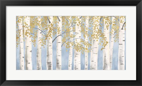 Framed Fresh Forest Light Blue Gold Print