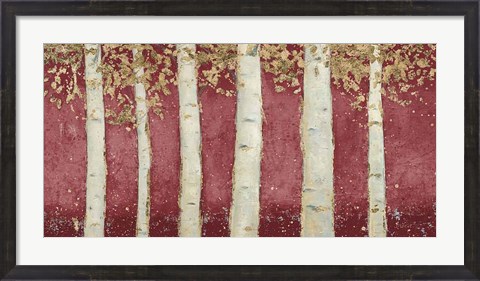 Framed Magnificent Birch Grove Burgundy Crop Print