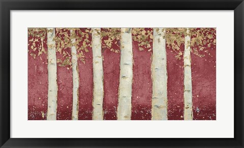 Framed Magnificent Birch Grove Burgundy Crop Print