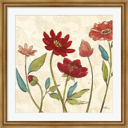 Framed Red Gold Beauties I Crop Print