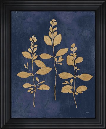 Framed Botanical Study IV Gold Navy Print