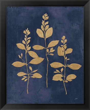 Framed Botanical Study IV Gold Navy Print