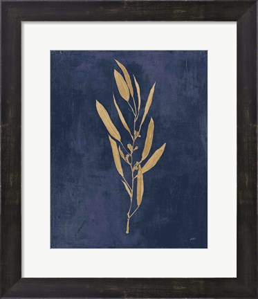 Framed Botanical Study I Gold Navy Print