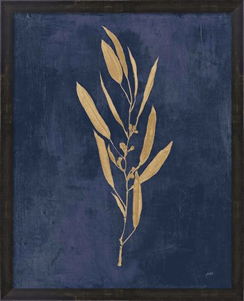Framed Botanical Study I Gold Navy Print