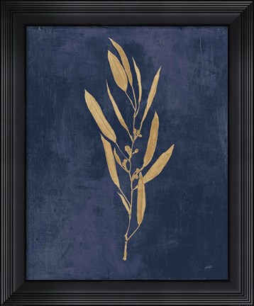 Framed Botanical Study I Gold Navy Print