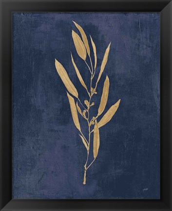 Framed Botanical Study I Gold Navy Print