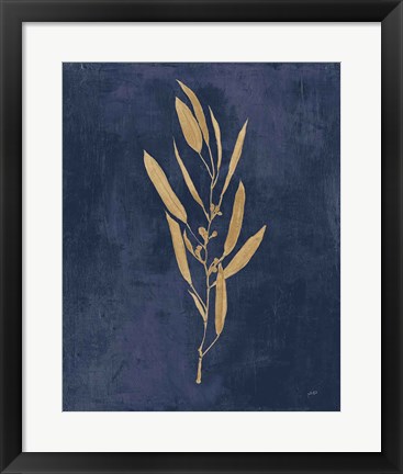 Framed Botanical Study I Gold Navy Print