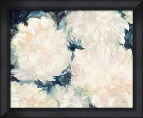 Framed Blushing Summer I Navy Print