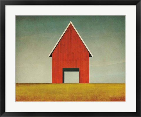 Framed Red Barn Summer Print