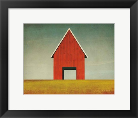 Framed Red Barn Summer Print