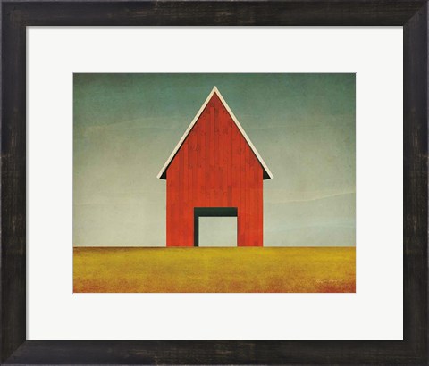 Framed Red Barn Summer Print