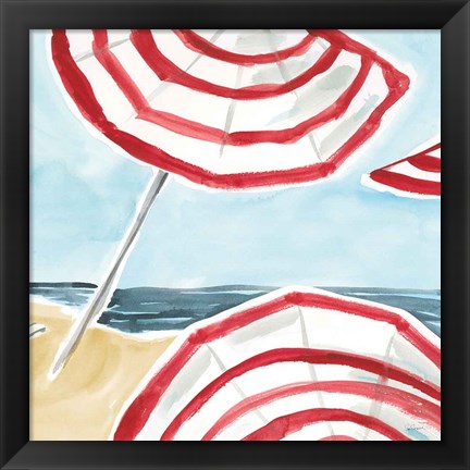 Framed Stripes on the Beach II Print