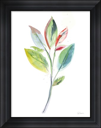 Framed Washy Leaves I Print