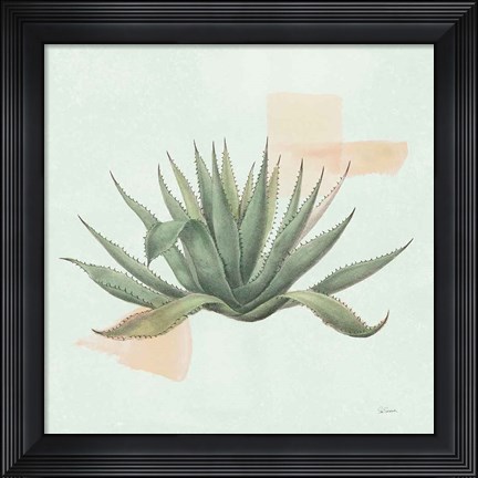 Framed Desert Color Succulent I Mint Print