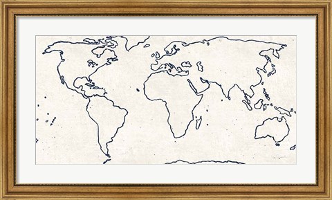 Framed Sketch Map Navy Print