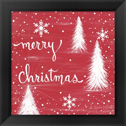 Framed Merry Christmas Trees Print