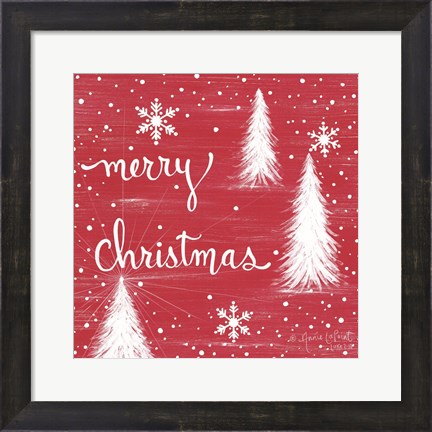 Framed Merry Christmas Trees Print
