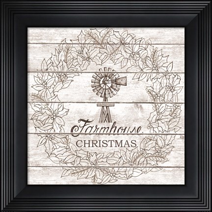 Framed Farmhouse Christmas Wreath Print