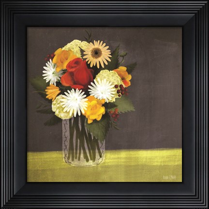 Framed Wildflowers in Mason Jar Print