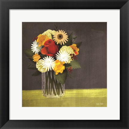 Framed Wildflowers in Mason Jar Print