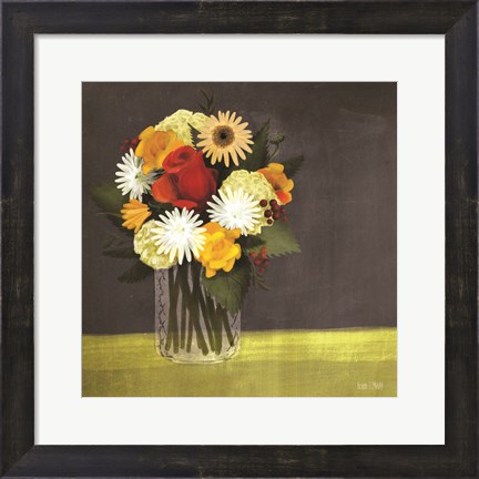 Framed Wildflowers in Mason Jar Print